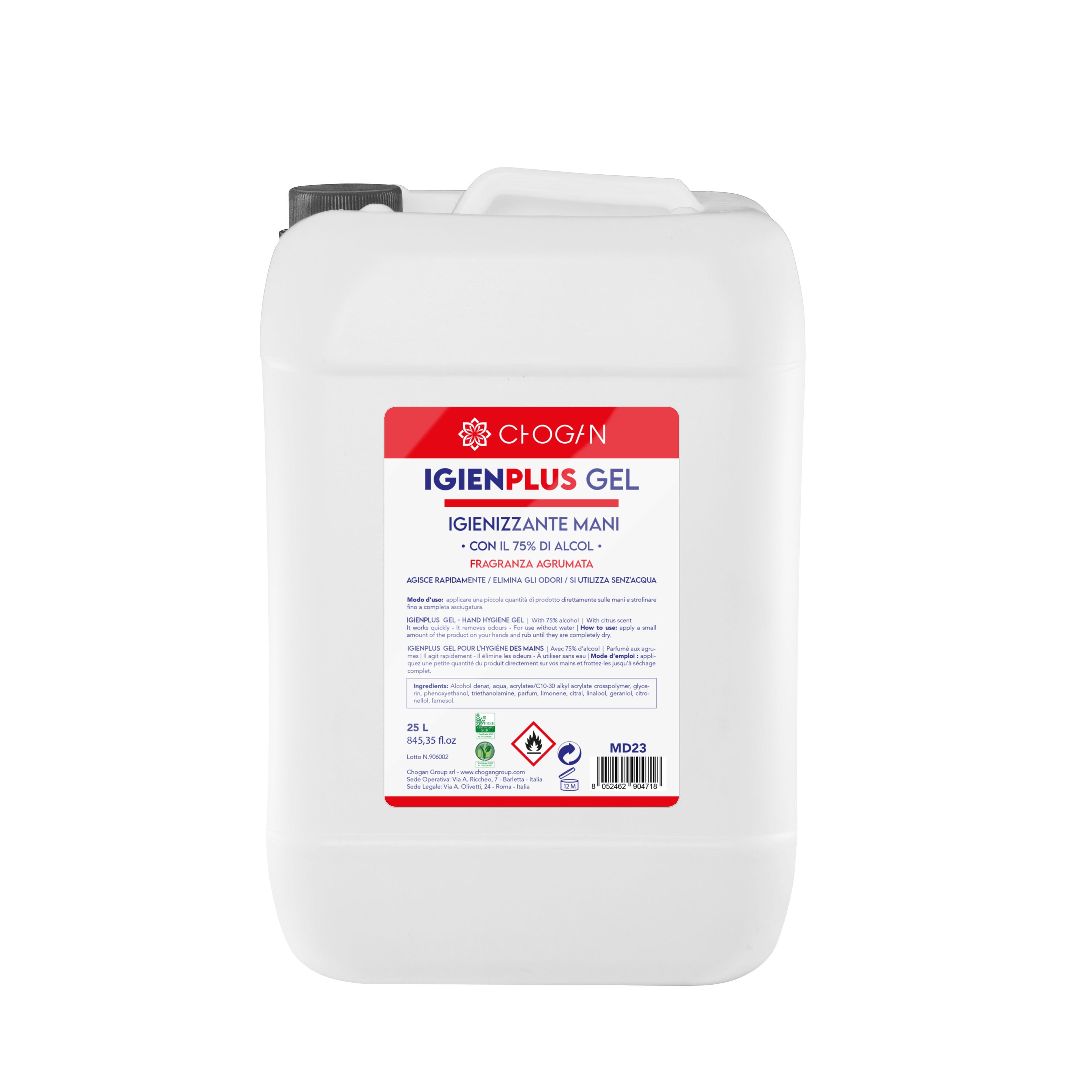 IGIENPLUS gel hydroalcoolique mains - 25 LITRES MD23